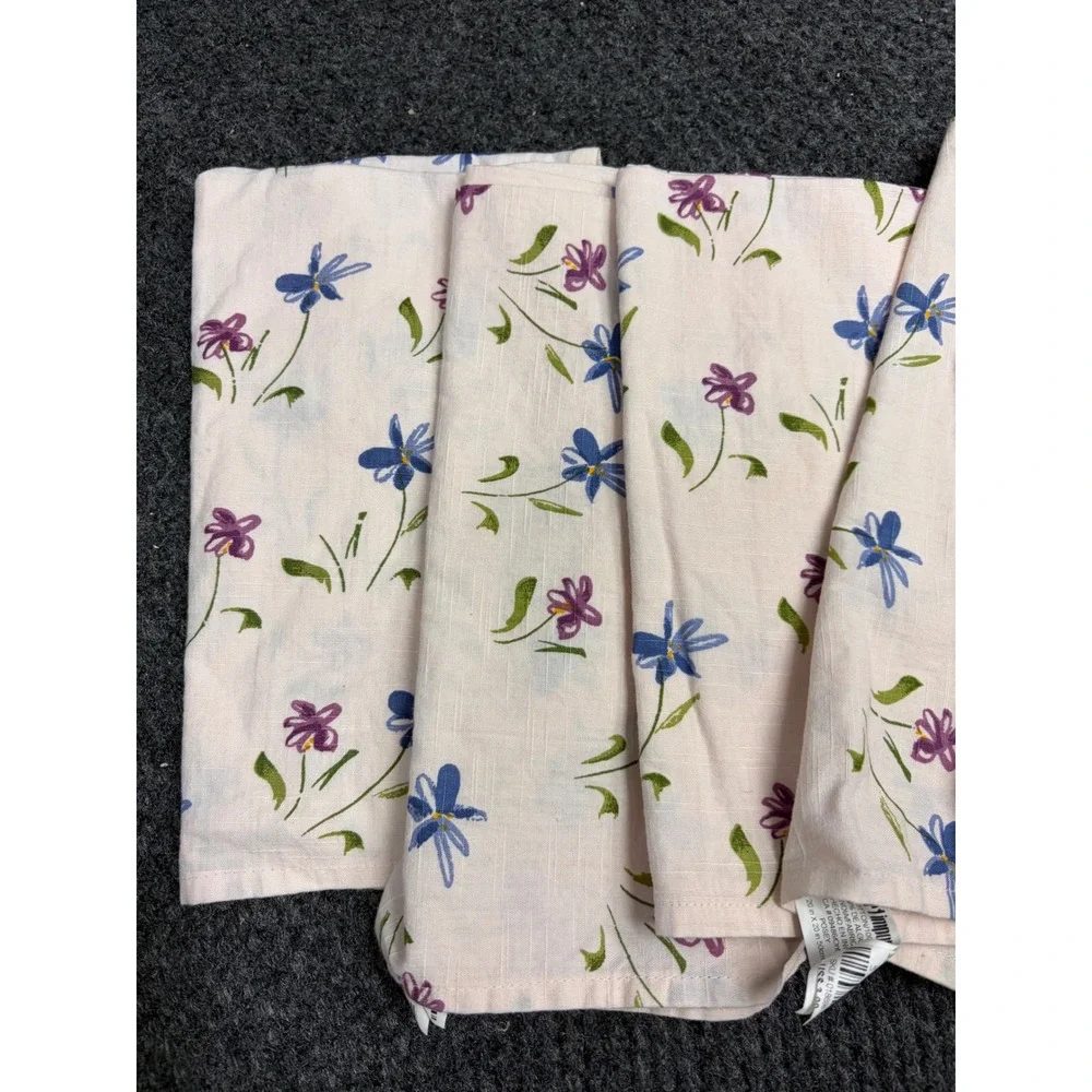 Pier 1 Imports Posey Floral Cotton Napkins Set of 7 Pink Blue Purple 20x20